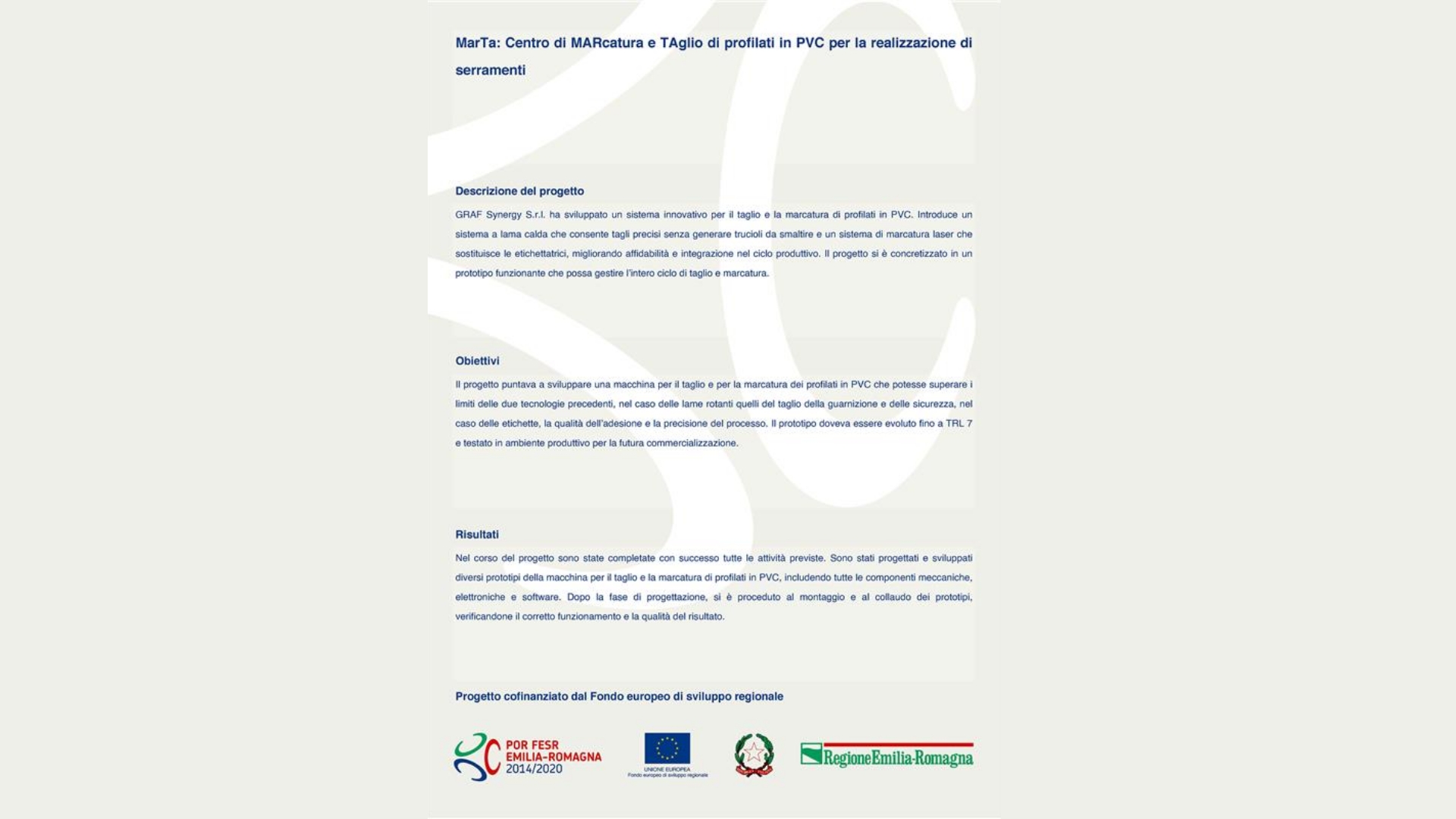 GRAF Synergy ha completado un proyecto de I+D cofinanciado por el Fondo Europeo de Desarrollo Regional